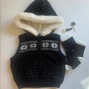 Gymboree Girls Fairisle Hooded Sweater Vest Size 12-24 months